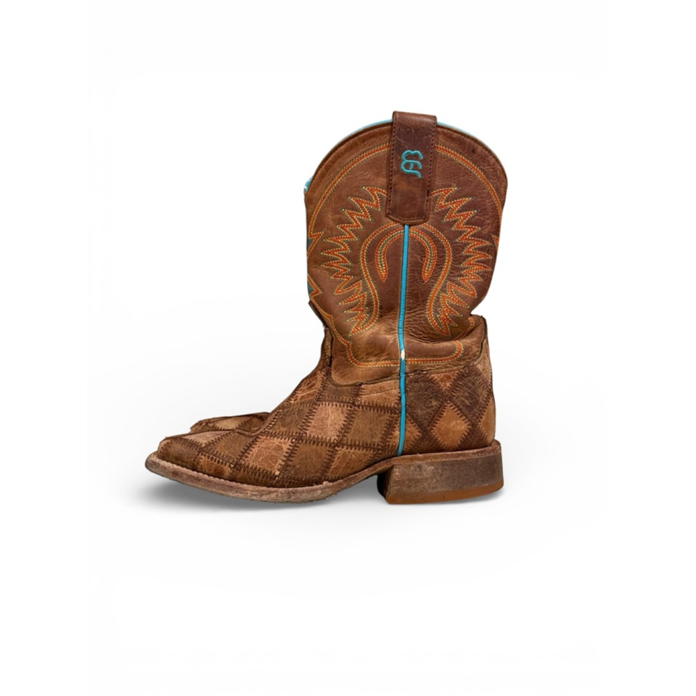 Anderson Bean Horse Power Crazy Train Patchwork Kids 8” Leather Boots Sz 13 - Picture 2 of 11